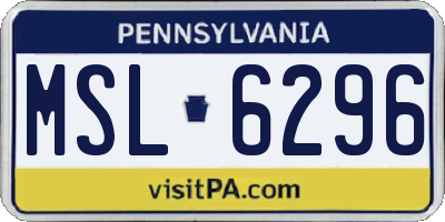 PA license plate MSL6296
