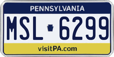 PA license plate MSL6299