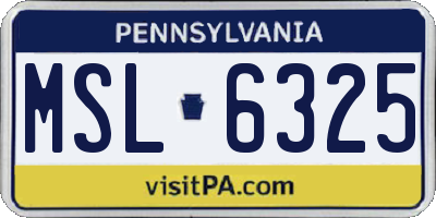 PA license plate MSL6325