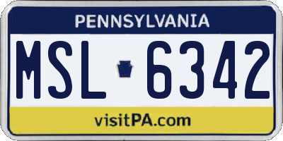 PA license plate MSL6342