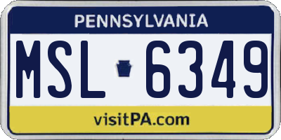 PA license plate MSL6349