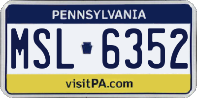 PA license plate MSL6352
