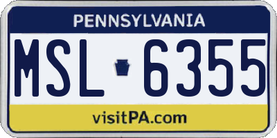 PA license plate MSL6355