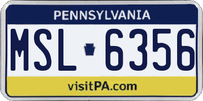 PA license plate MSL6356