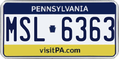 PA license plate MSL6363