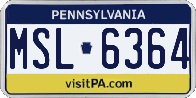 PA license plate MSL6364