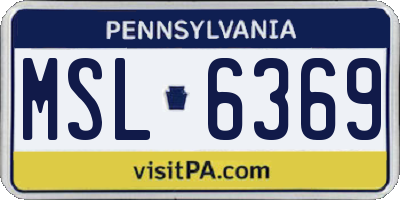 PA license plate MSL6369