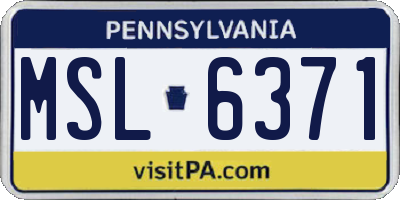 PA license plate MSL6371