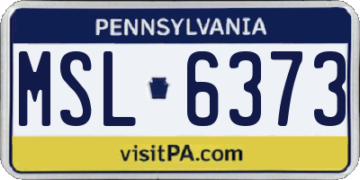 PA license plate MSL6373