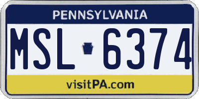 PA license plate MSL6374