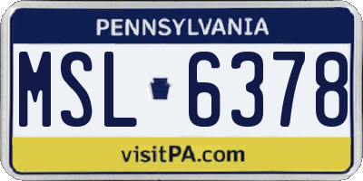 PA license plate MSL6378