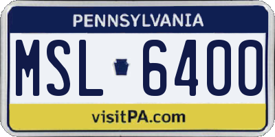 PA license plate MSL6400