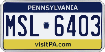 PA license plate MSL6403