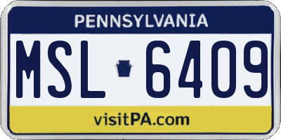 PA license plate MSL6409