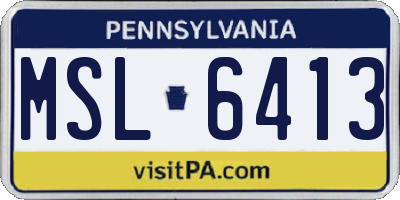 PA license plate MSL6413