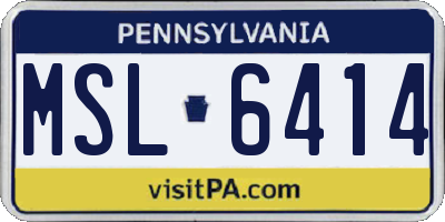 PA license plate MSL6414