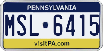 PA license plate MSL6415