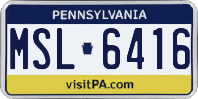 PA license plate MSL6416