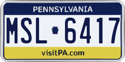 PA license plate MSL6417