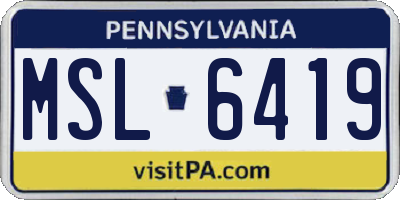 PA license plate MSL6419
