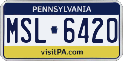 PA license plate MSL6420