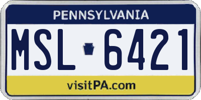 PA license plate MSL6421