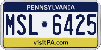 PA license plate MSL6425