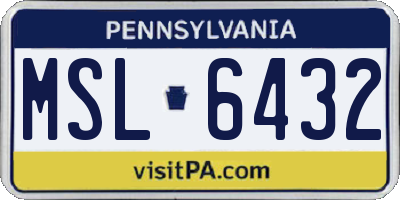 PA license plate MSL6432
