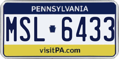 PA license plate MSL6433