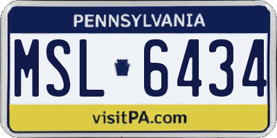 PA license plate MSL6434