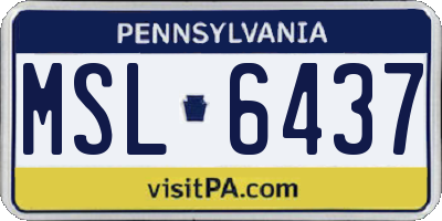 PA license plate MSL6437