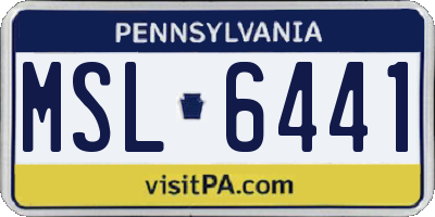 PA license plate MSL6441