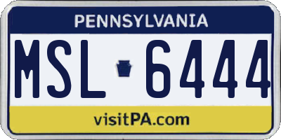 PA license plate MSL6444