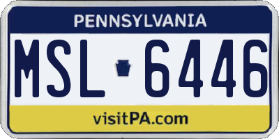 PA license plate MSL6446