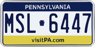 PA license plate MSL6447