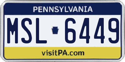 PA license plate MSL6449