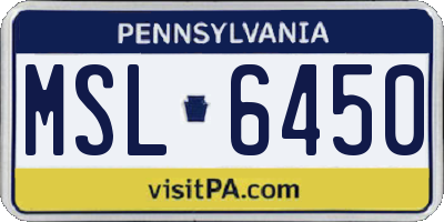 PA license plate MSL6450