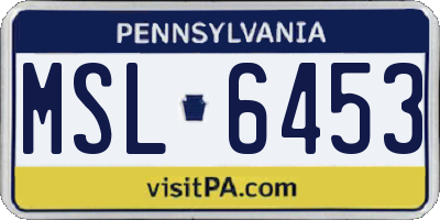 PA license plate MSL6453