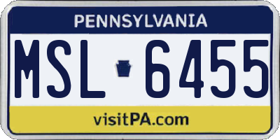 PA license plate MSL6455