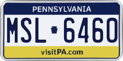 PA license plate MSL6460
