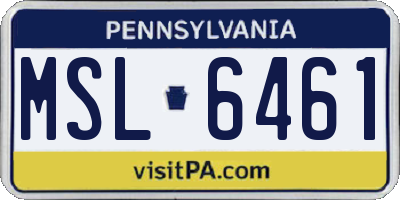 PA license plate MSL6461