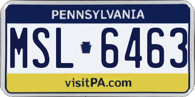 PA license plate MSL6463