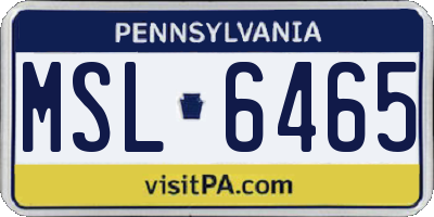 PA license plate MSL6465