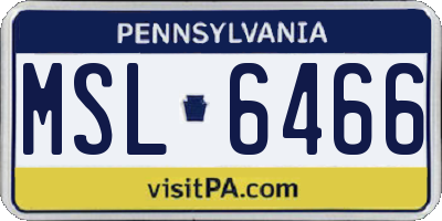 PA license plate MSL6466