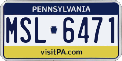 PA license plate MSL6471