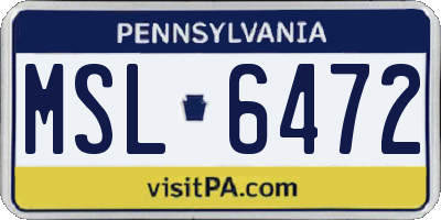 PA license plate MSL6472