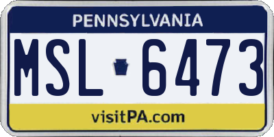 PA license plate MSL6473