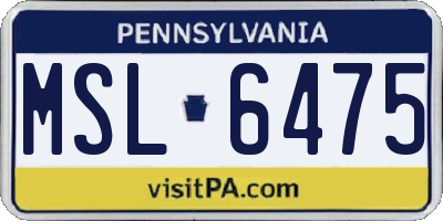 PA license plate MSL6475