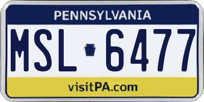 PA license plate MSL6477
