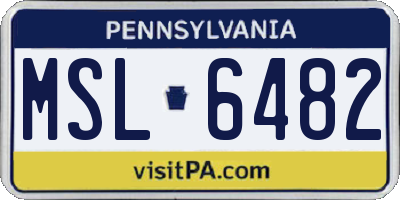 PA license plate MSL6482